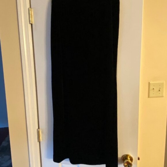 R&K Evening Black Velvet High front Slit Stretch Formal Long Maxi Skirt Size 12 - Picture 1 of 7